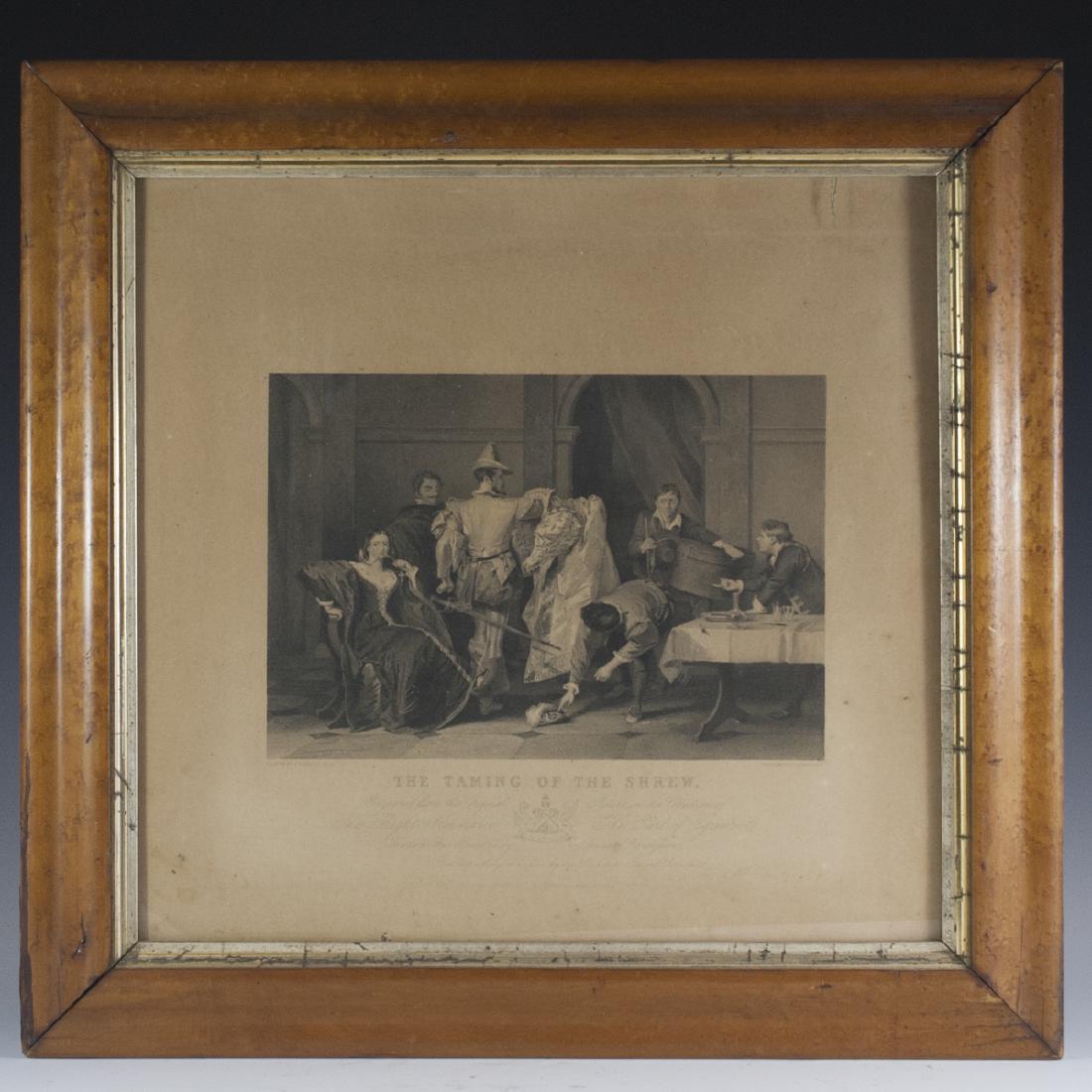 Antique Engraving "The Taming of the Shrew": DESCRIPTION:Antique engraving by "Cha Rolls" from the original by C.R. Leslie titled:"The Taming of the Shrew", a comedic play by Shakespeare. Written under the illustration: "Engraved from the origin