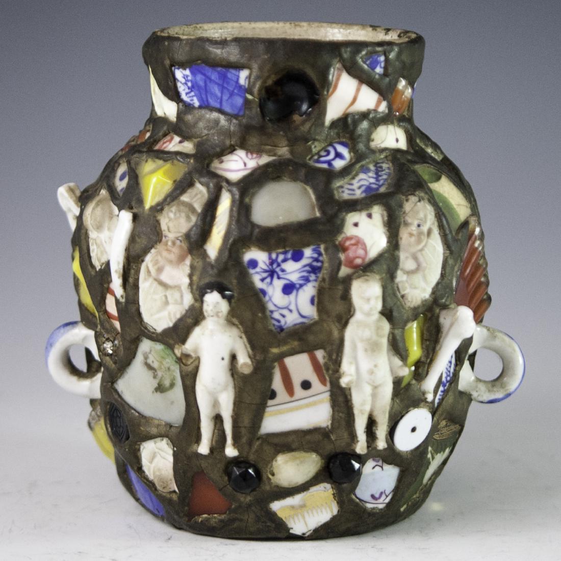 Vintage French Pique Assiette Pottery Vase (1 of 4)