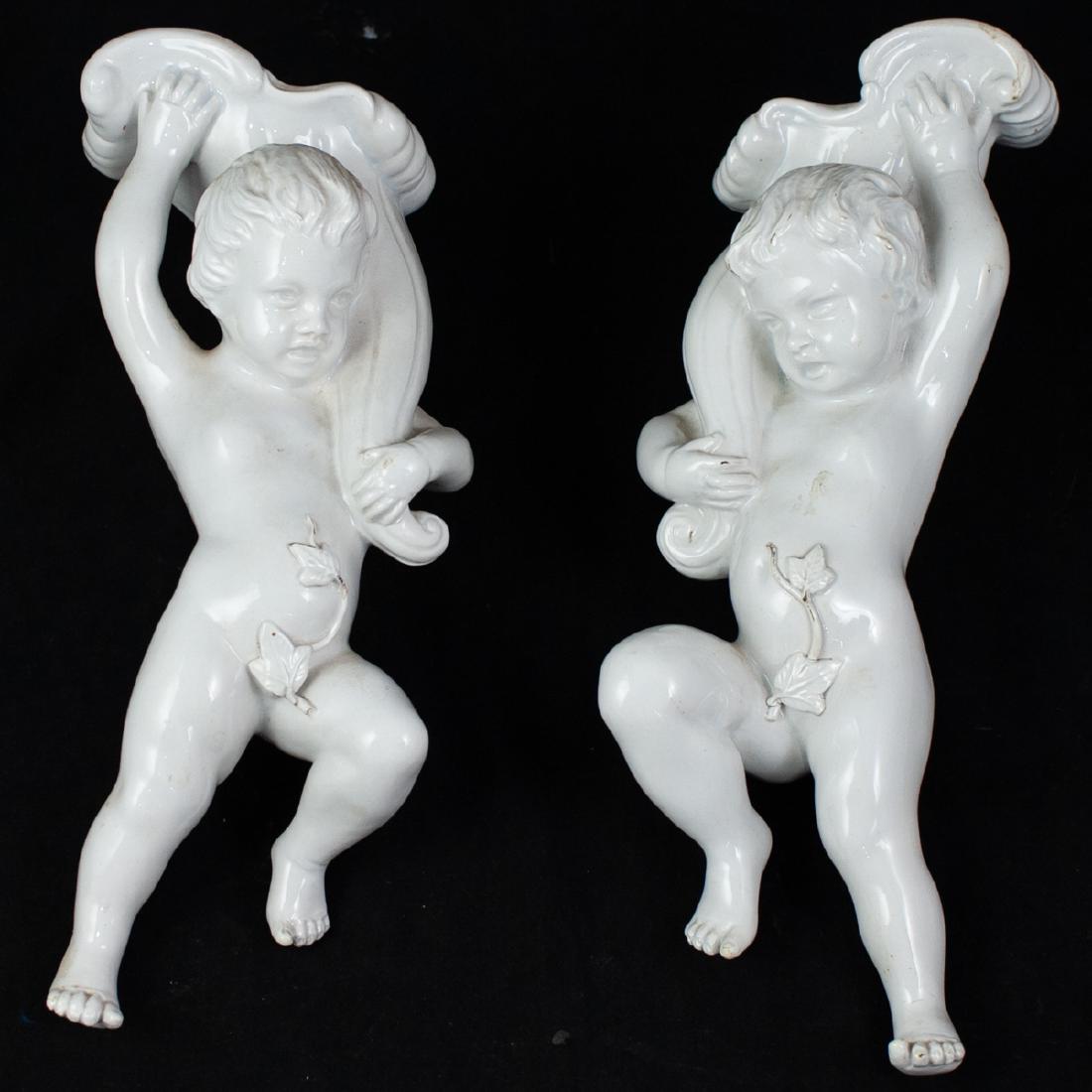 Pair Of Porcelain Figural Wall Mount Vases (1 of 5)