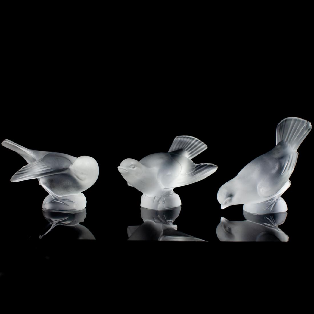 Set Of Three Lalique Crystal Sparrows (1 of 6)