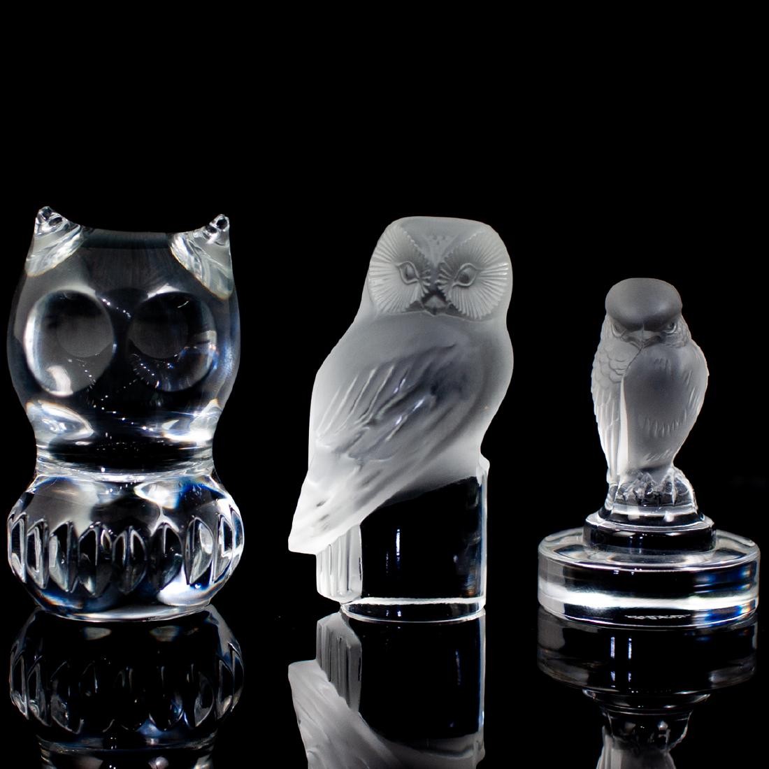 Lot Of Three Crystal Owl Paperweights (1 of 6)