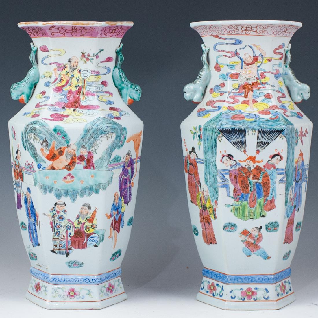 Pair Of Chinese Hexagonal Vases (1 of 7)