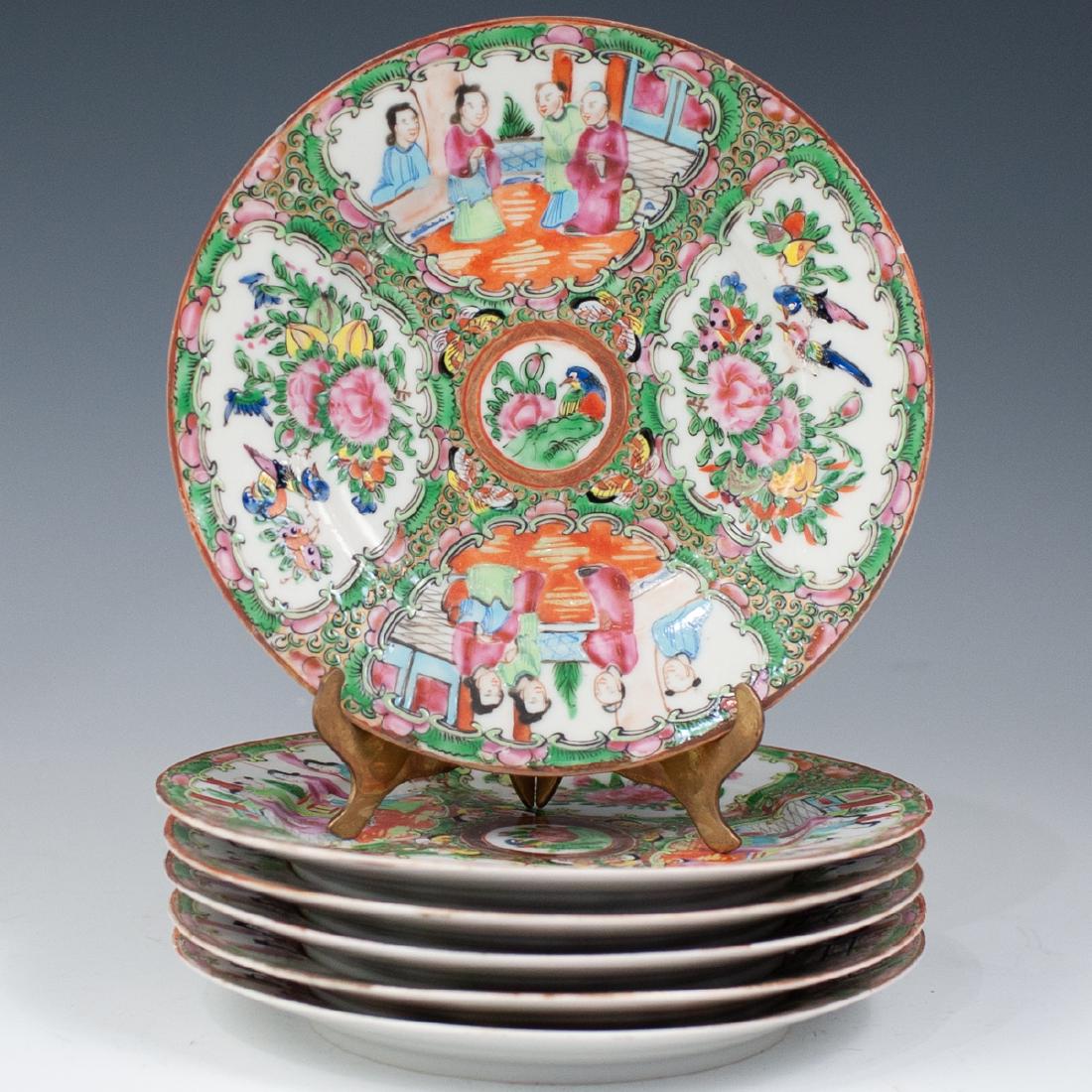 6 Chinese Rose Medallion Porcelain Plates (1 of 5)