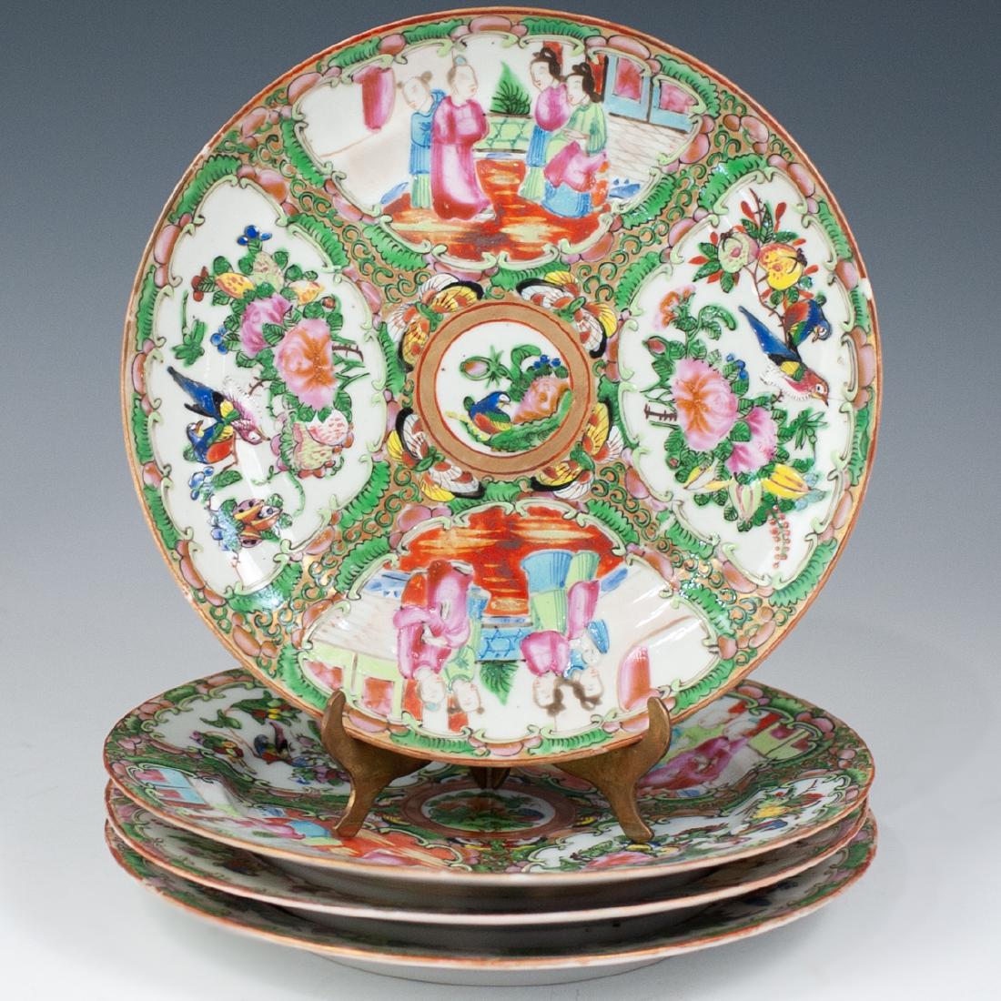 4 Chinese Rose Medallion Porcelain Saucer Plates (1 of 4)