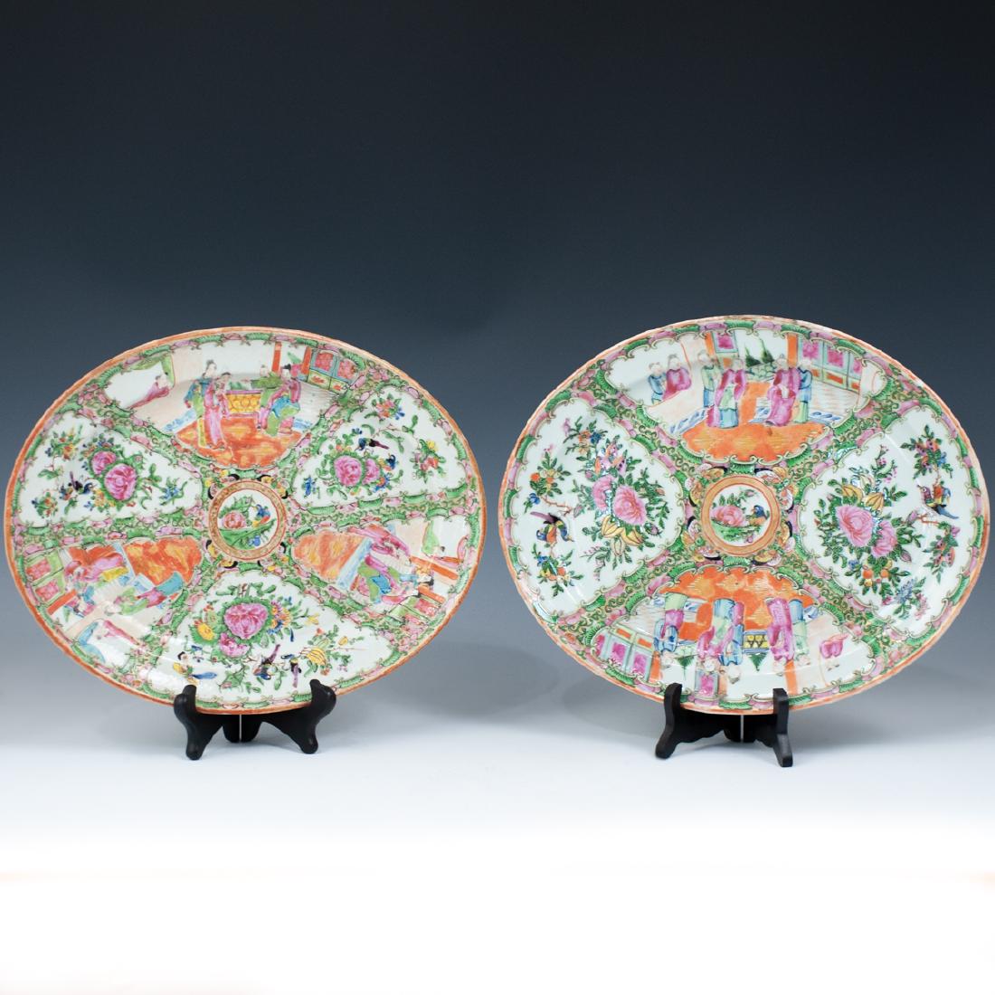 2 stackable Chinese Rose Medallion Porcelain Oval (1 of 4)