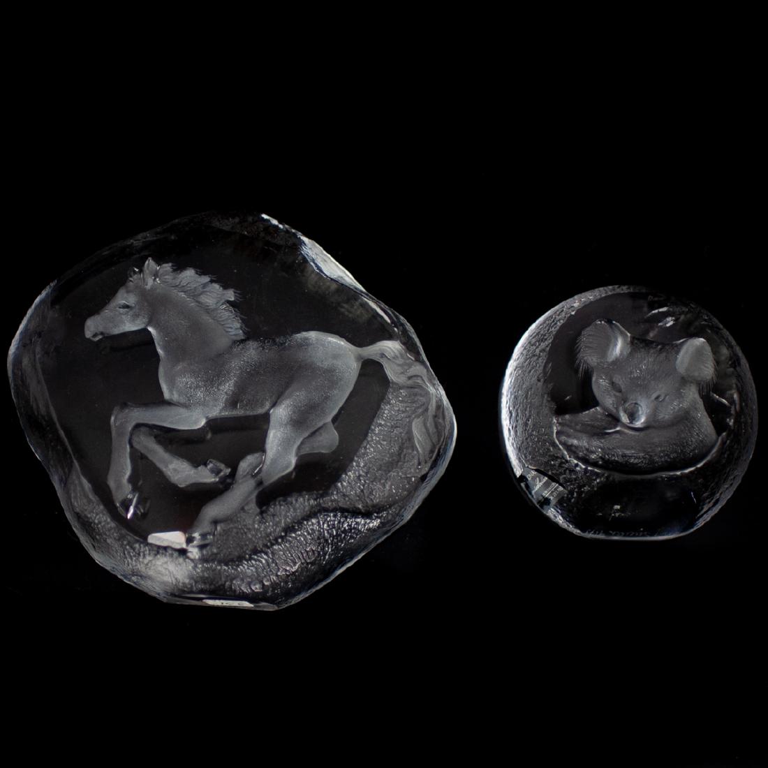 Two Mats Jonasson Crystal Paperweights (1 of 4)