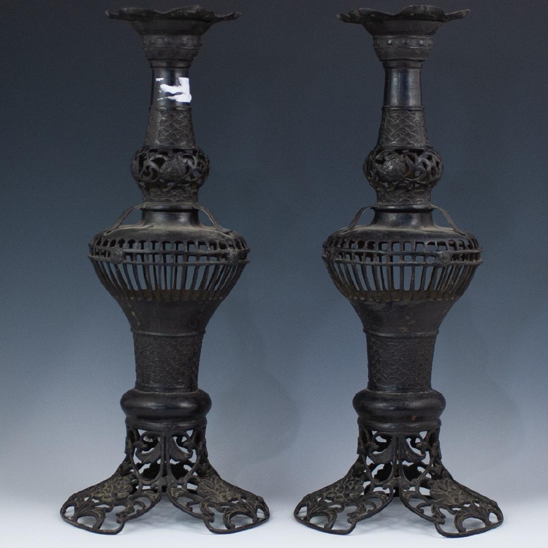 Japanese Bronze Altar Candlesticks (1 of 8)