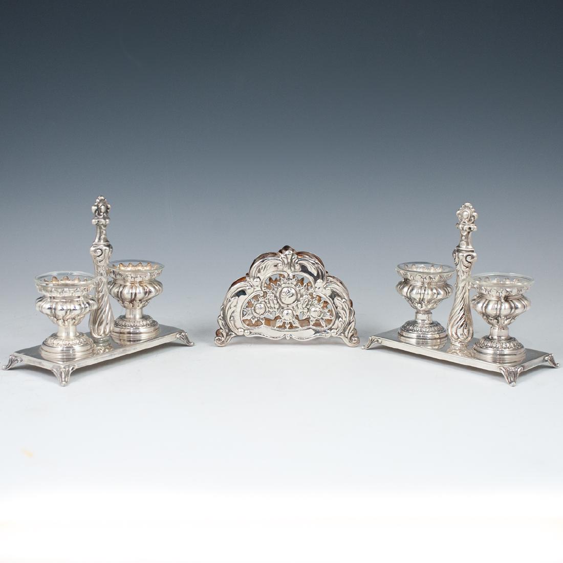 Hazorfim Sterling Napkin Holder & Salt Cellars (1 of 8)