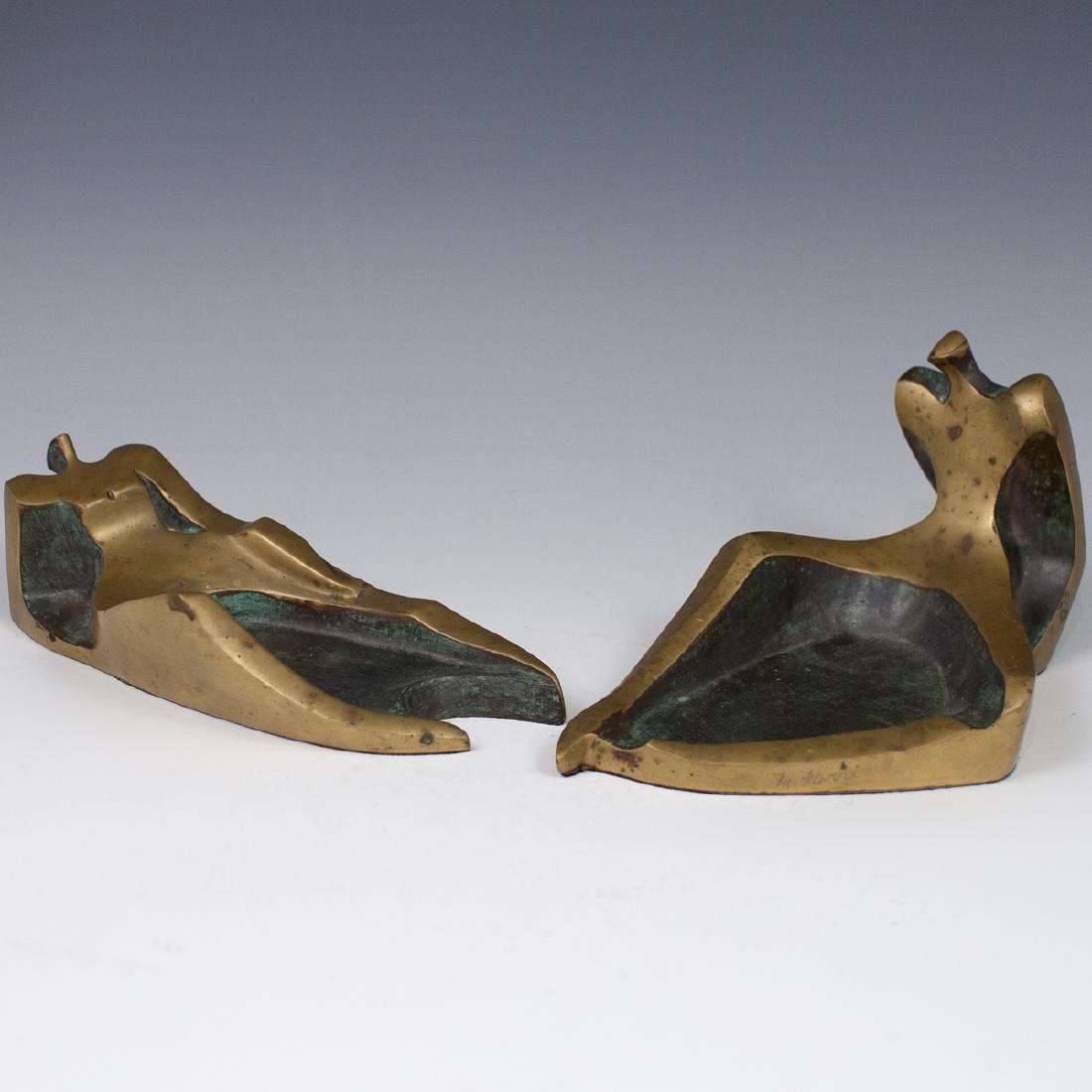 Pair Of Bronze Figural Ashtrays Signed. (1 of 4)