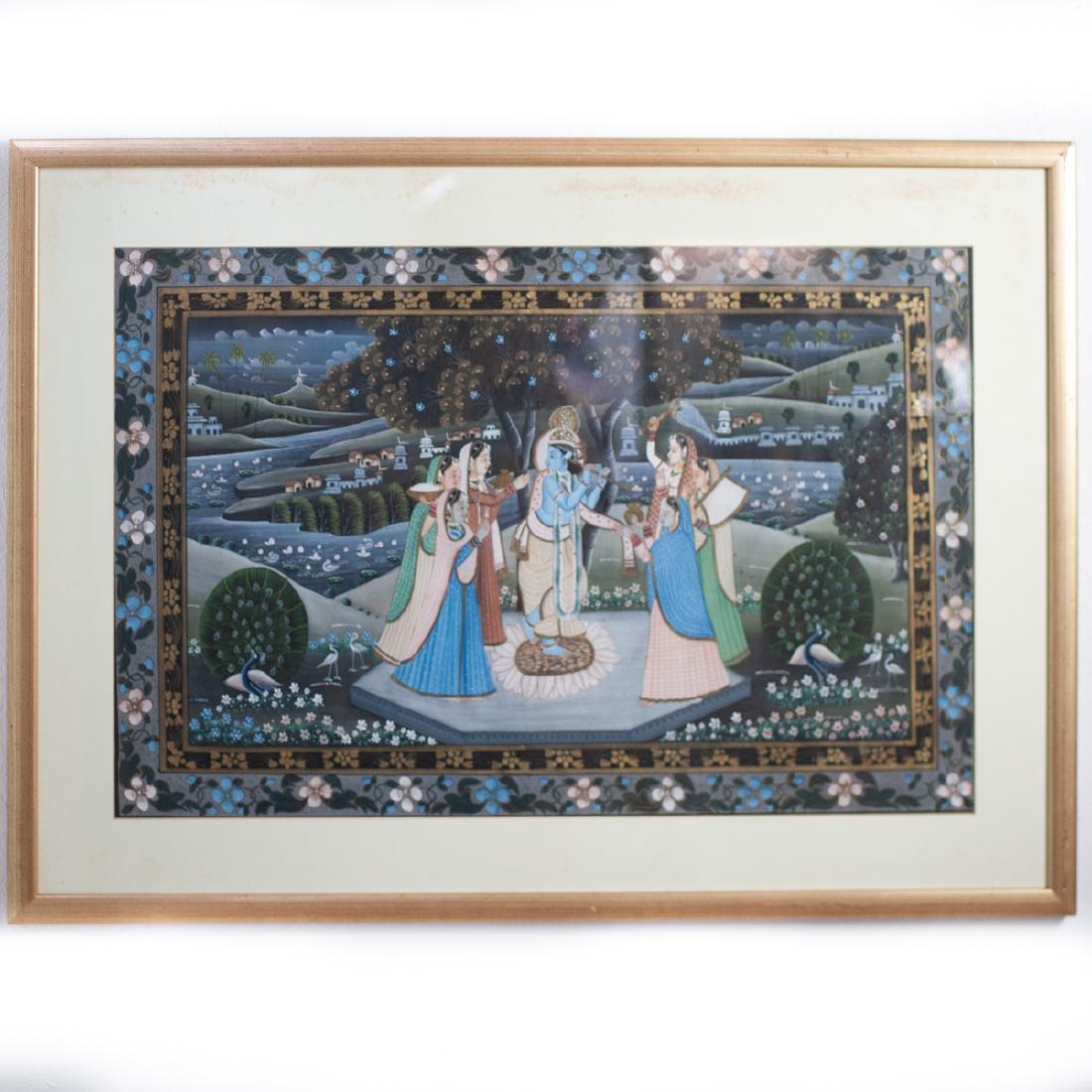 Large Indian Watercolor Painting (1 of 4)