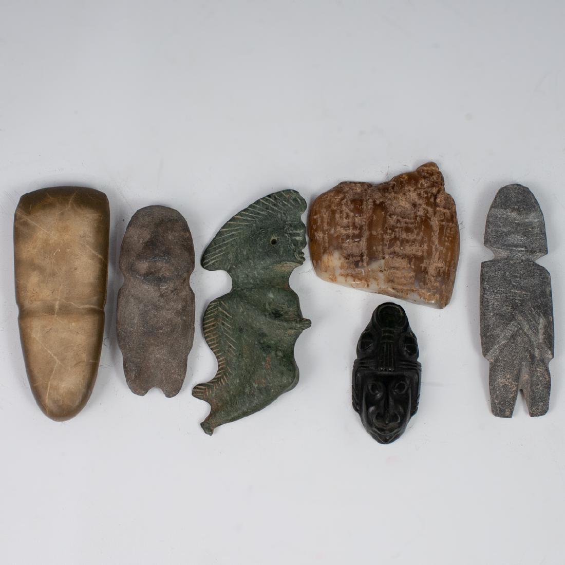 (6 Pc) Lot Of Pre-Columbian Stone Carvings (1 of 9)
