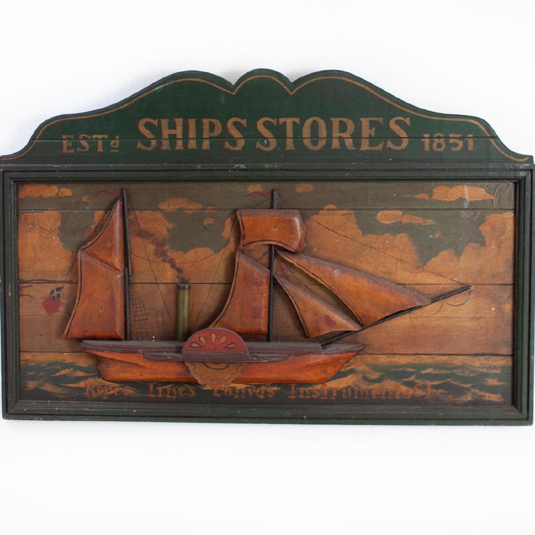EST Ships Storesヴィンテージサインボード Antique Ship's Store Sign.