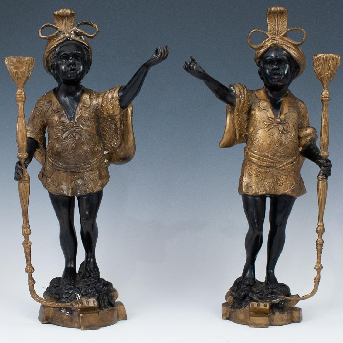 Vintage bronze blackamoor candle holders