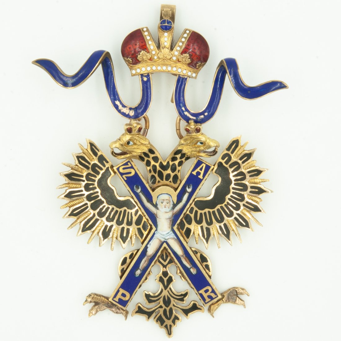 Rare Imperial Russian Gold Enameled Sash Badge (1 of 11)