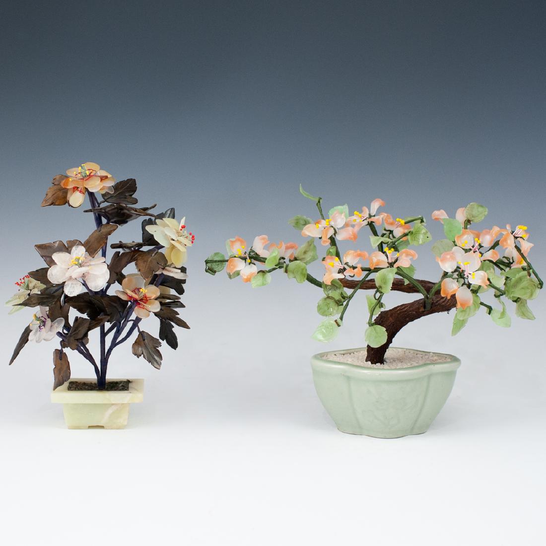 (2 Pc ) Chinese Semi-Precious Stone Trees (1 of 5)
