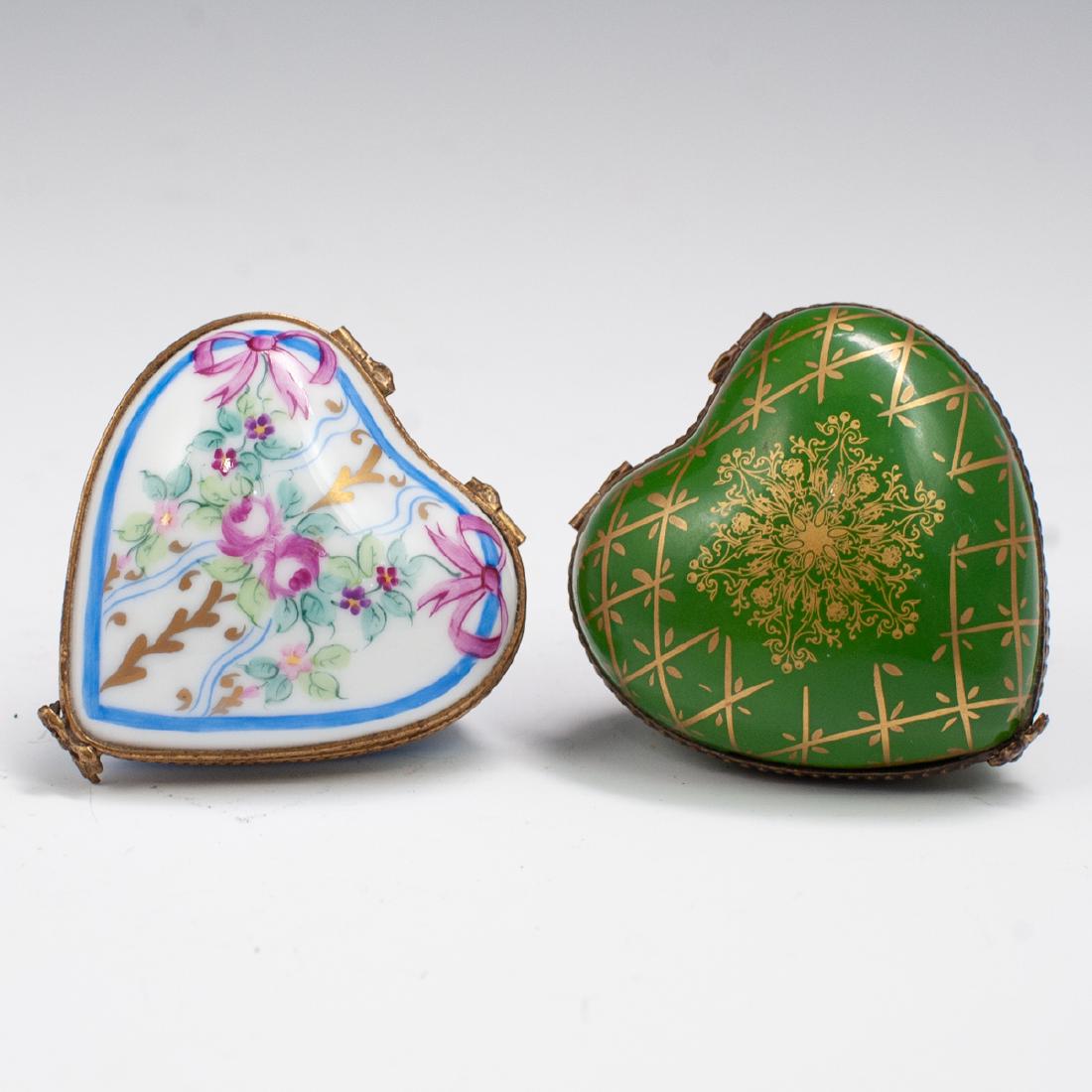 (2 Pc) Limoges Porcelain Heart Boxes (1 of 4)