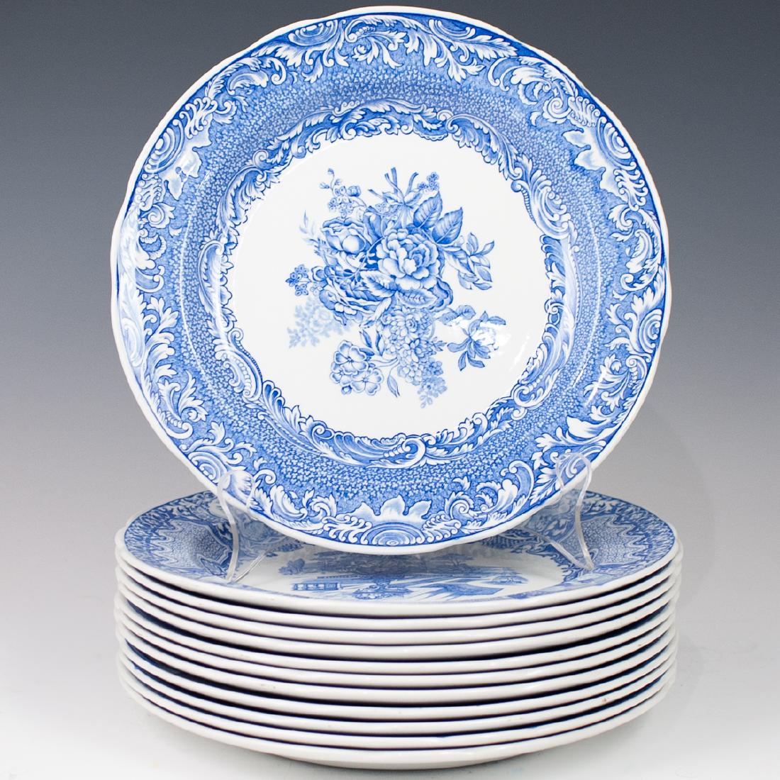 (12 Pc) Set Of Porcelain Spode "Blue Room" Plates (1 of 4)