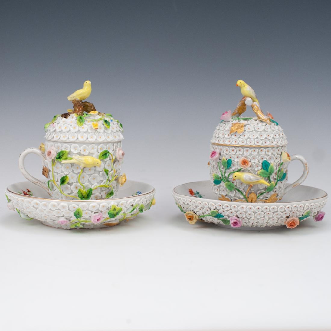 Pair Of German Porcelain Lidded Tea Cups (1 of 11)