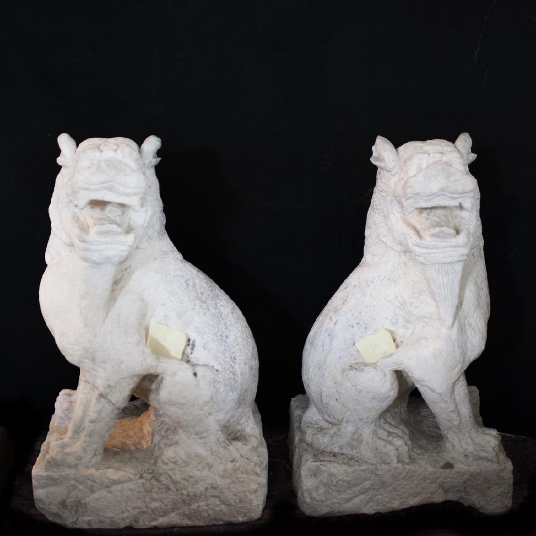 Carved Chinese Stone Guardian Foo Dogs (1 of 6)
