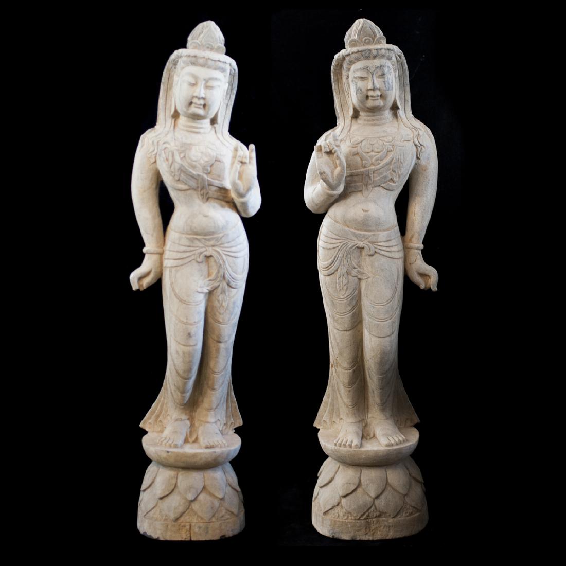 Antique Chinese Carved Stone Guanyin Sculptures (1 of 10)