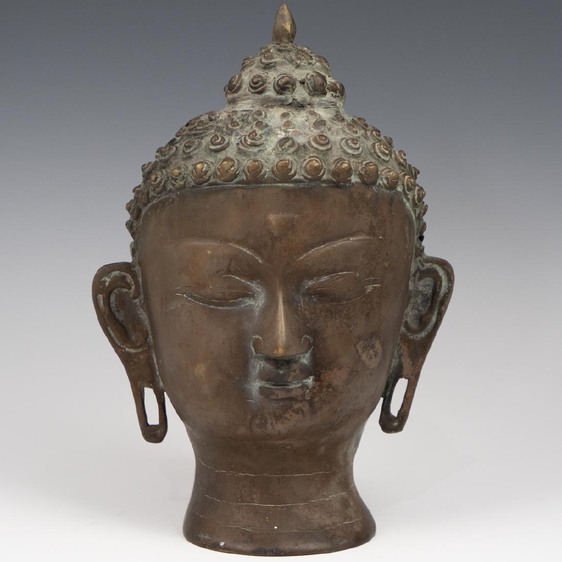 Antique Bronze Buddha Bust (1 of 3)