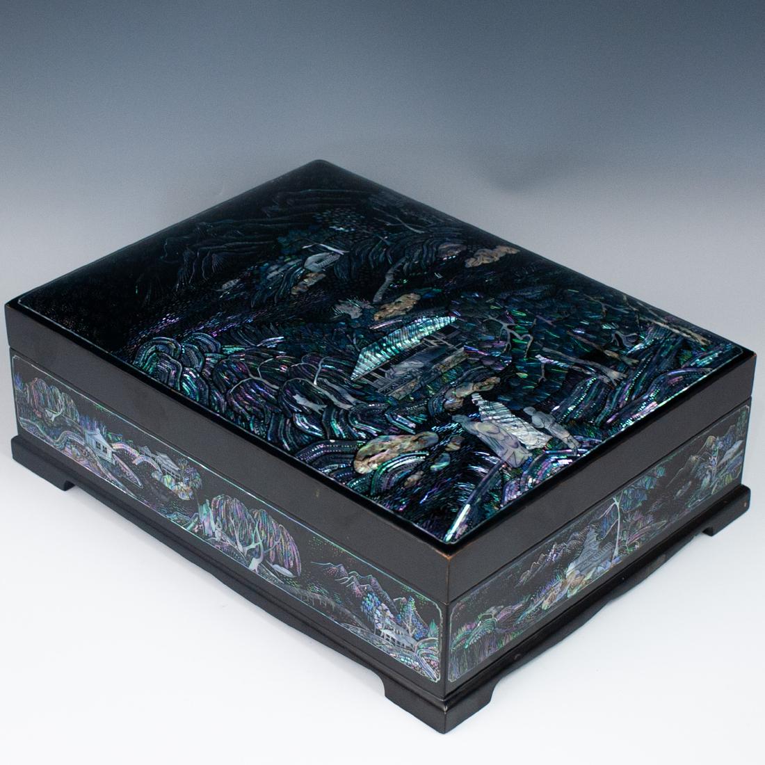Chinese Mother Of Pearl Lacquered Box (1 of 6)