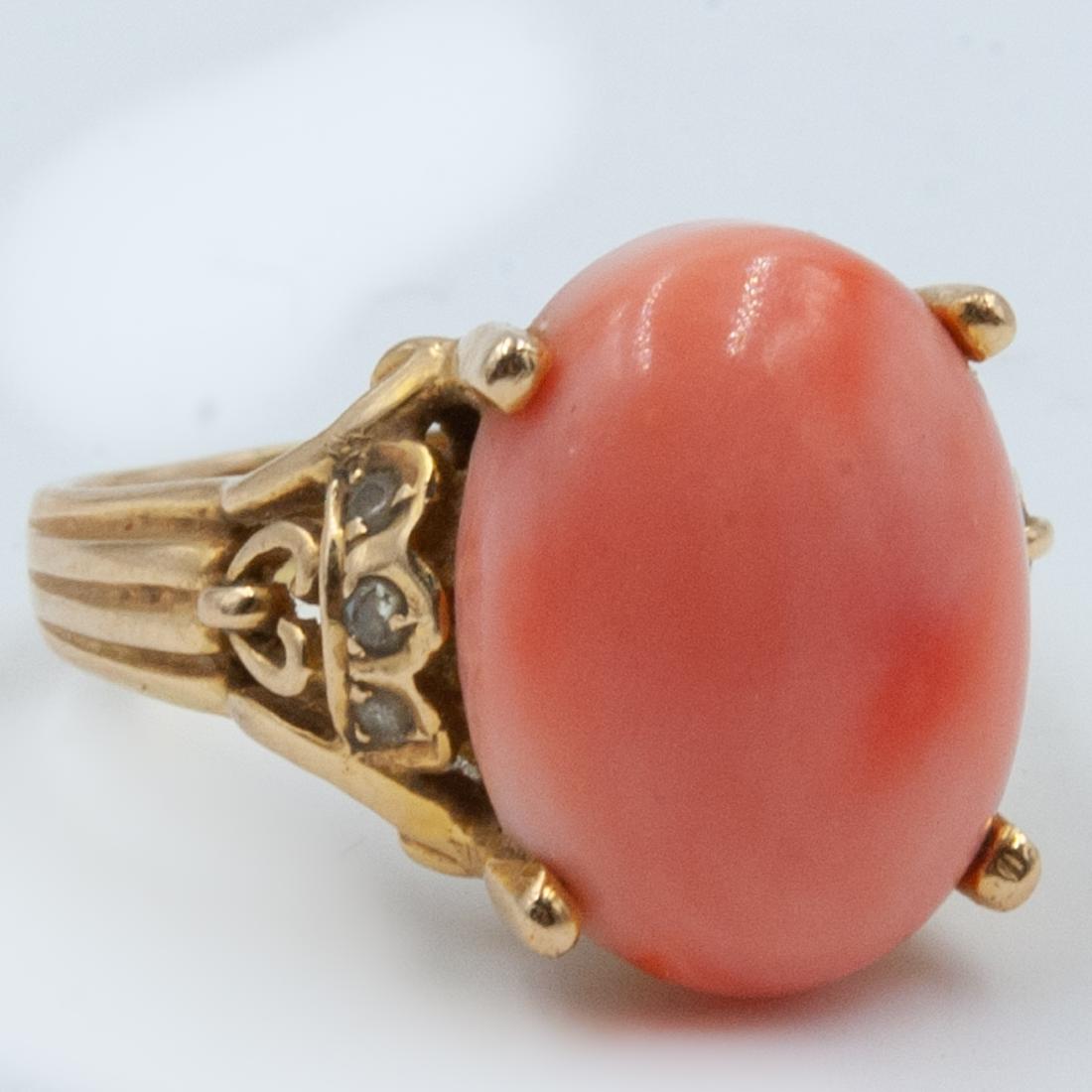 14k Gold Diamond & Coral Ring (1 of 6)