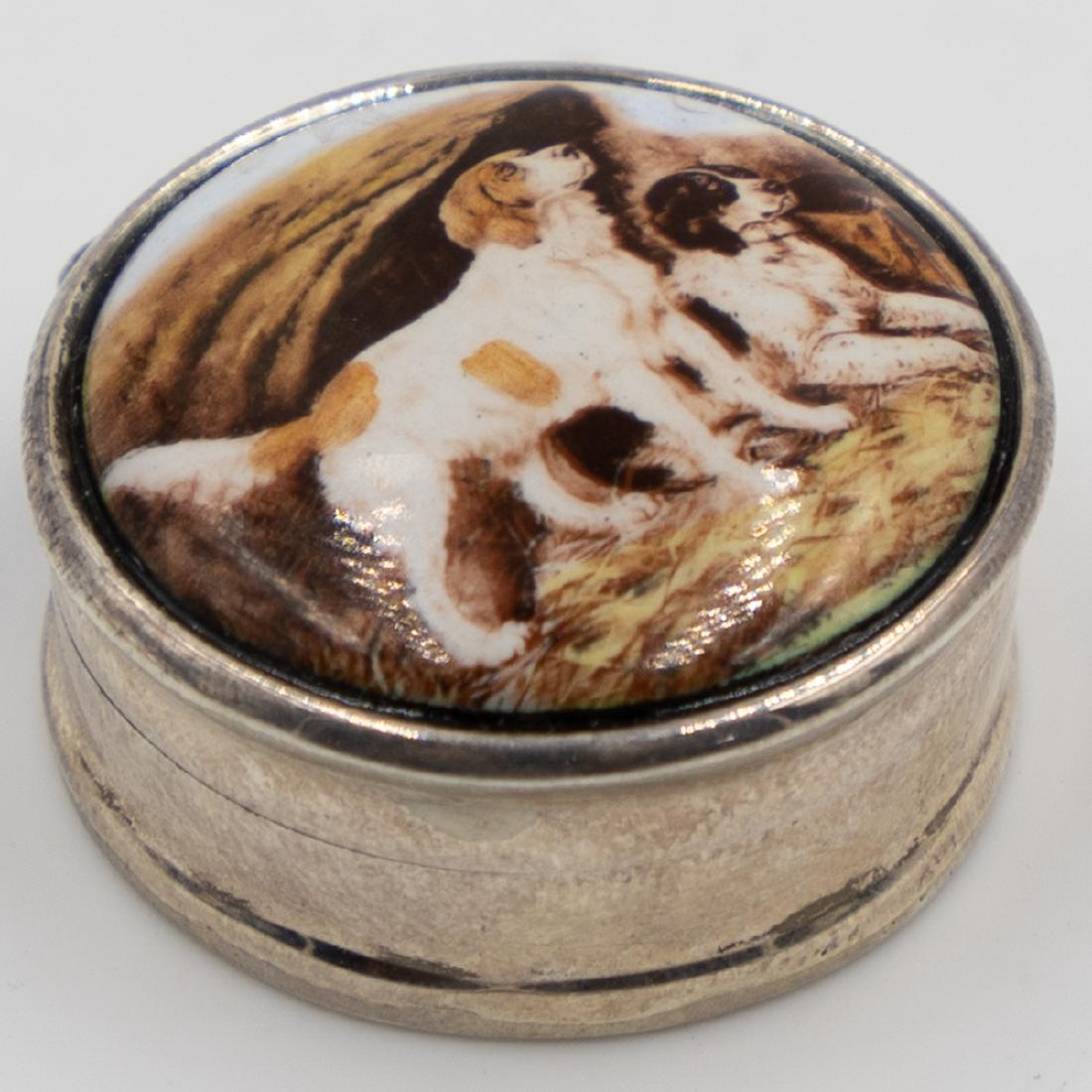 Sterling Round Enamel Pill Box (1 of 3)