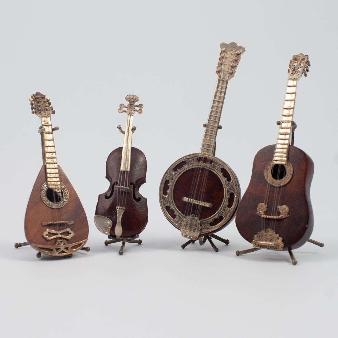 (4 Pc) Collection Of Miniature SIlver Instruments (1 of 4)