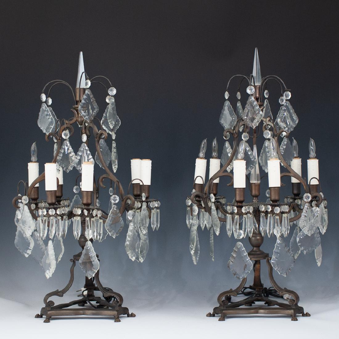 Pair Of Iron & Crystal Girandoles (1 of 4)