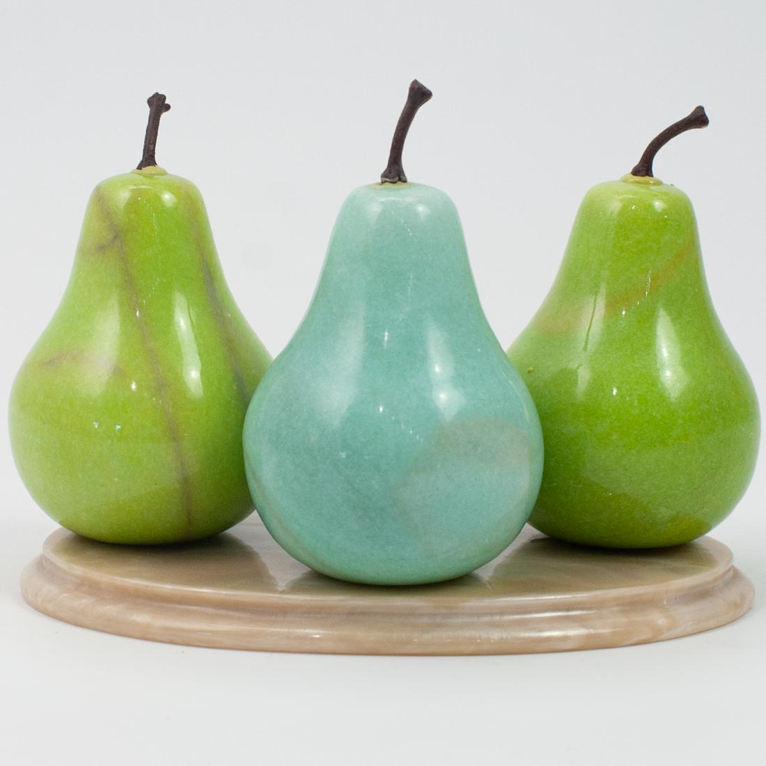 (3 Pc) Set Of Carved Marble Pears (1 of 5)