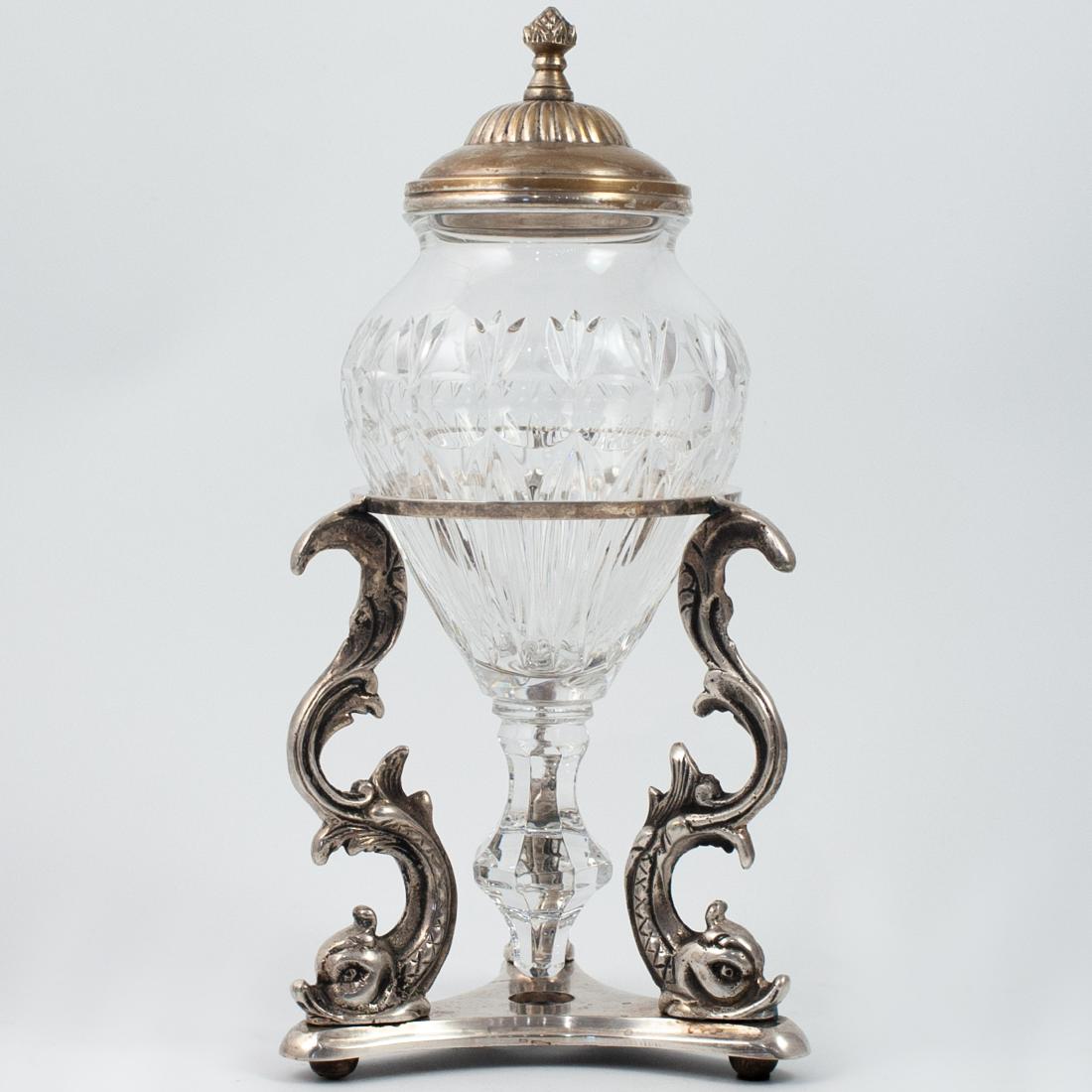 Crystal Decanter & Silver Stand Set (1 of 3)