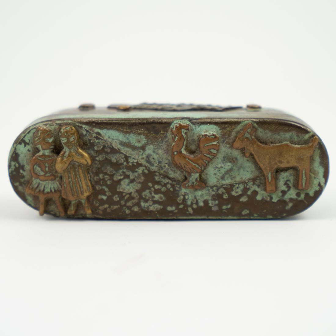 Vintage Patinated Brass Needle Box (1 of 2)