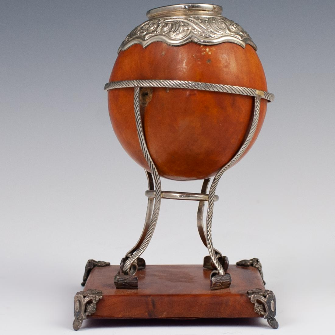 Antique Mounted .800 Silver Calabash Mate Vessel (1 of 4)