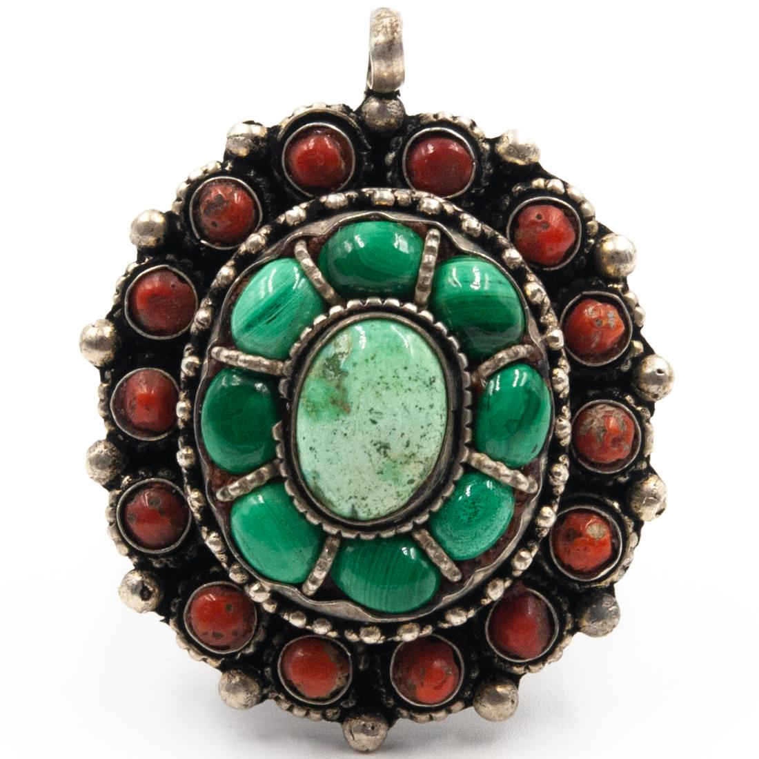Tibetan Silver Semi-Precious Stone Pendant (1 of 1)