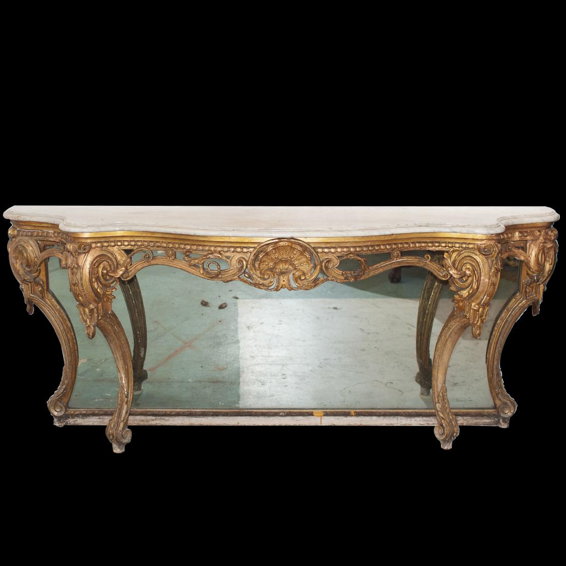 Antique Italian Gilt Wood & Marble Console Table (1 of 1)