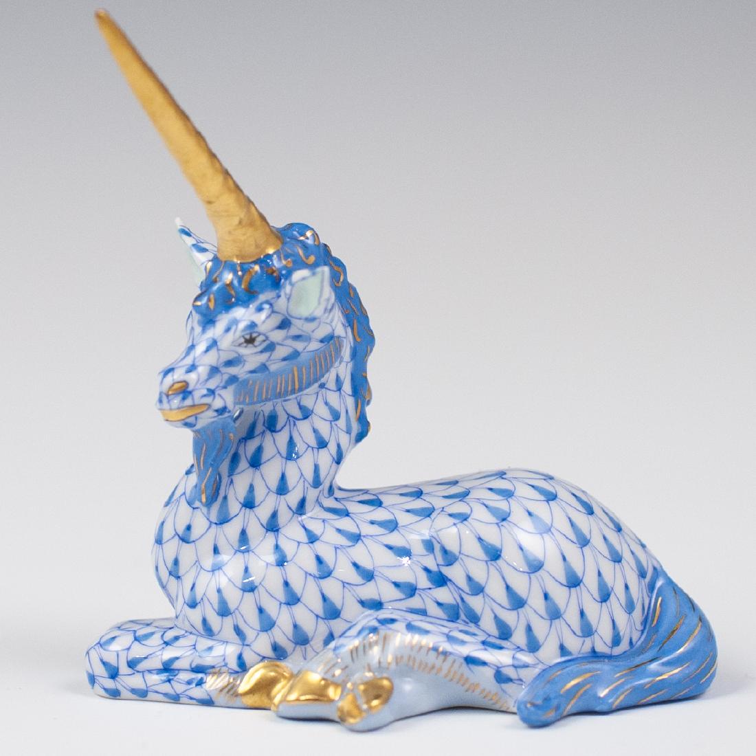 Herend Porcelain Blue Fishnet Unicorn (1 of 2)