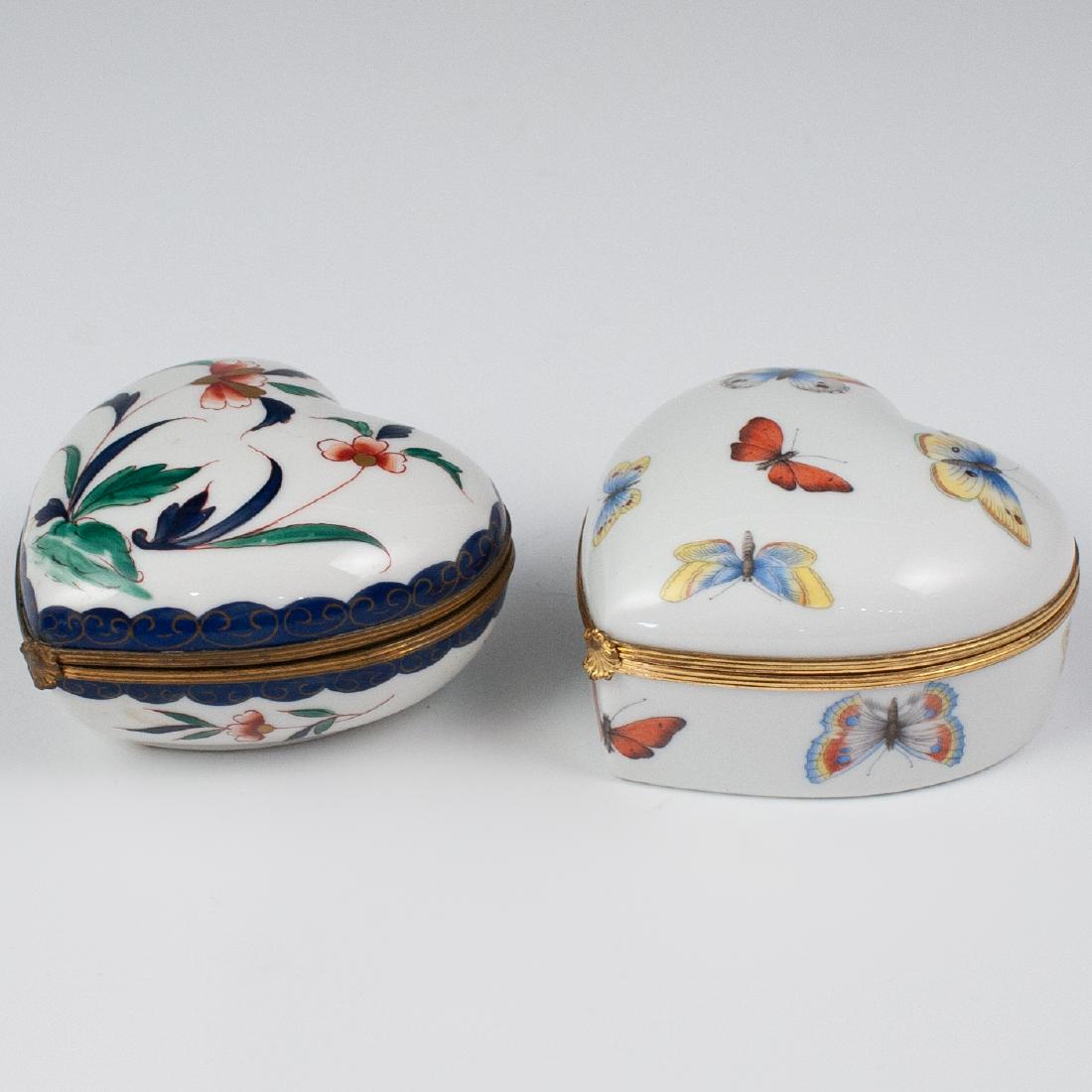(2 Pc) Limoges Porcelain Heart Boxes (1 of 5)