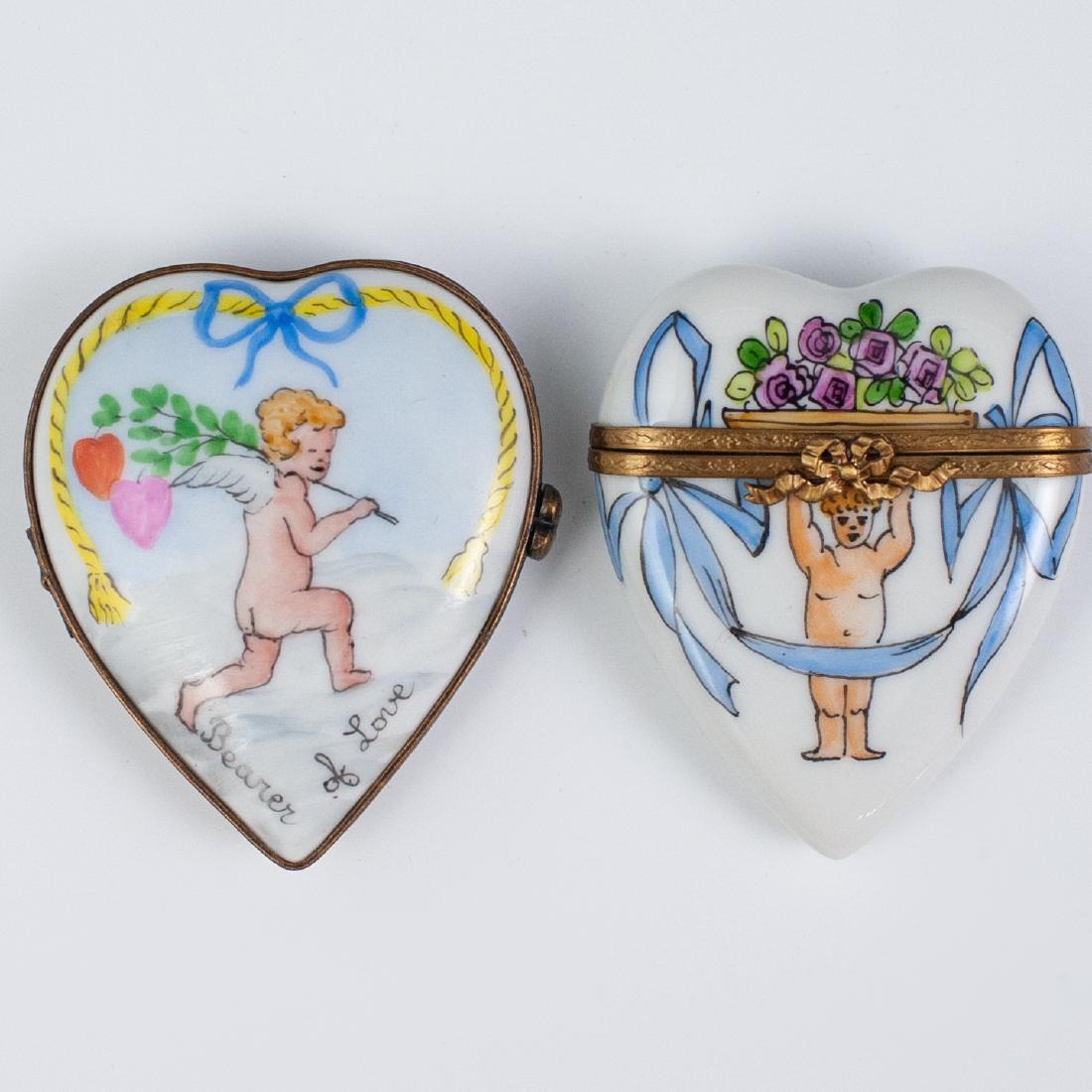 (2 Pc) Limoges Porcelain Heart Pill Boxes (1 of 3)