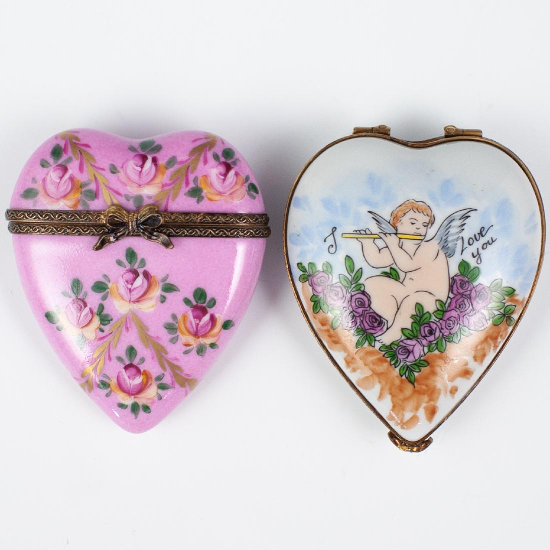 (2 Pc) Limoges Porcelain Heart Pill Boxes (1 of 3)