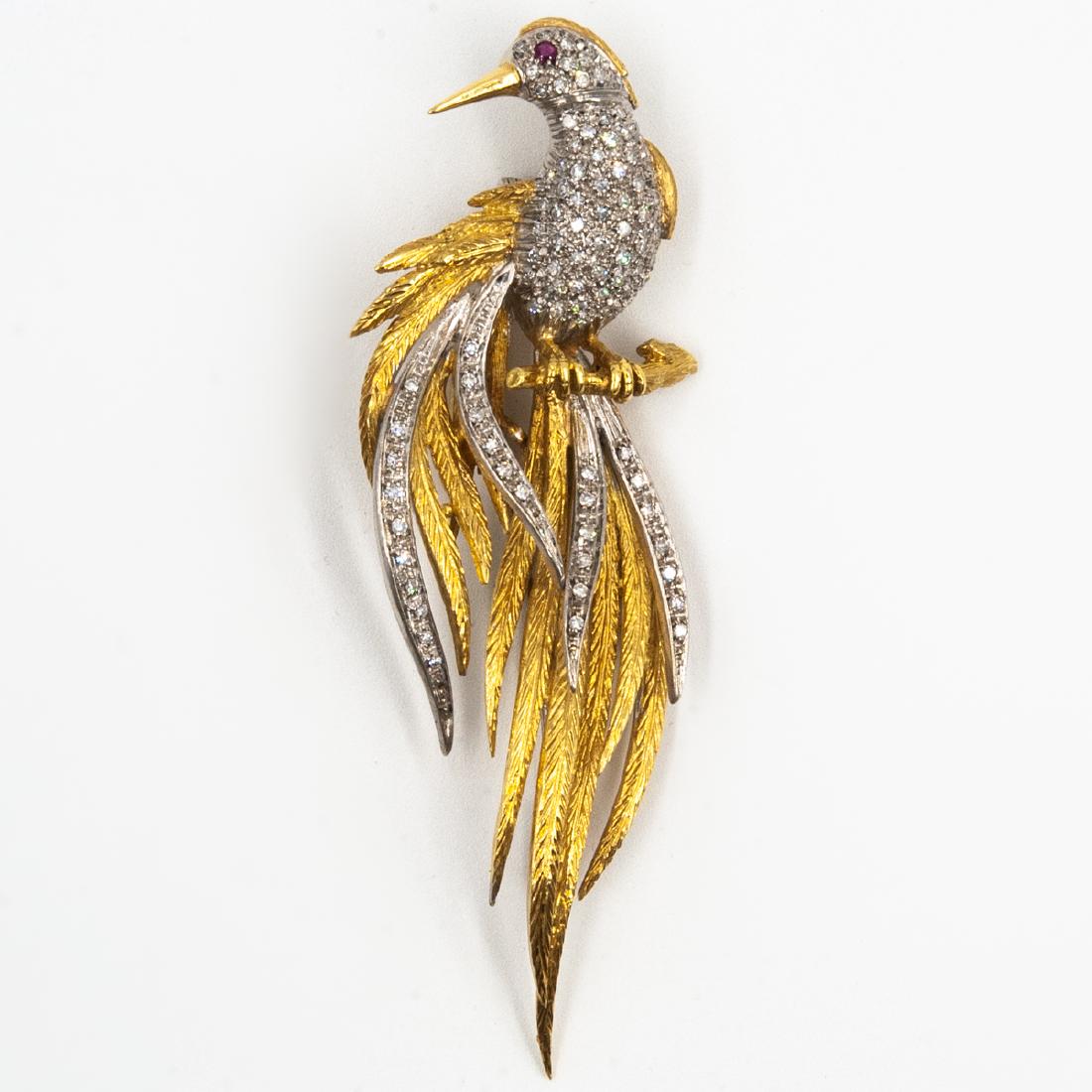 18k Gold and Diamond Bird Brooch (1 of 3)