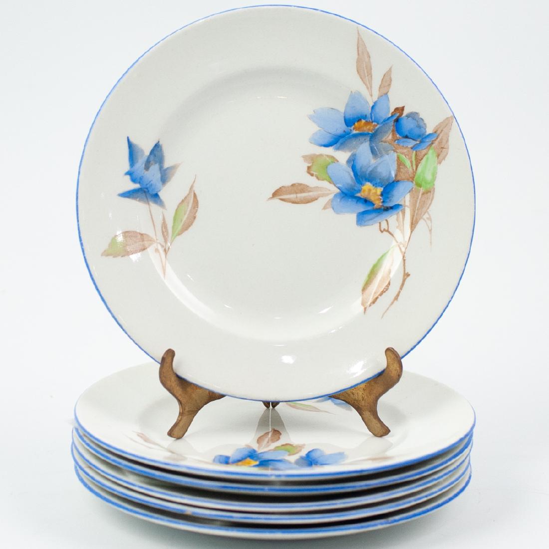 (6 Pc) Shelley Porcelain "Blue Flower" Plates (1 of 3)