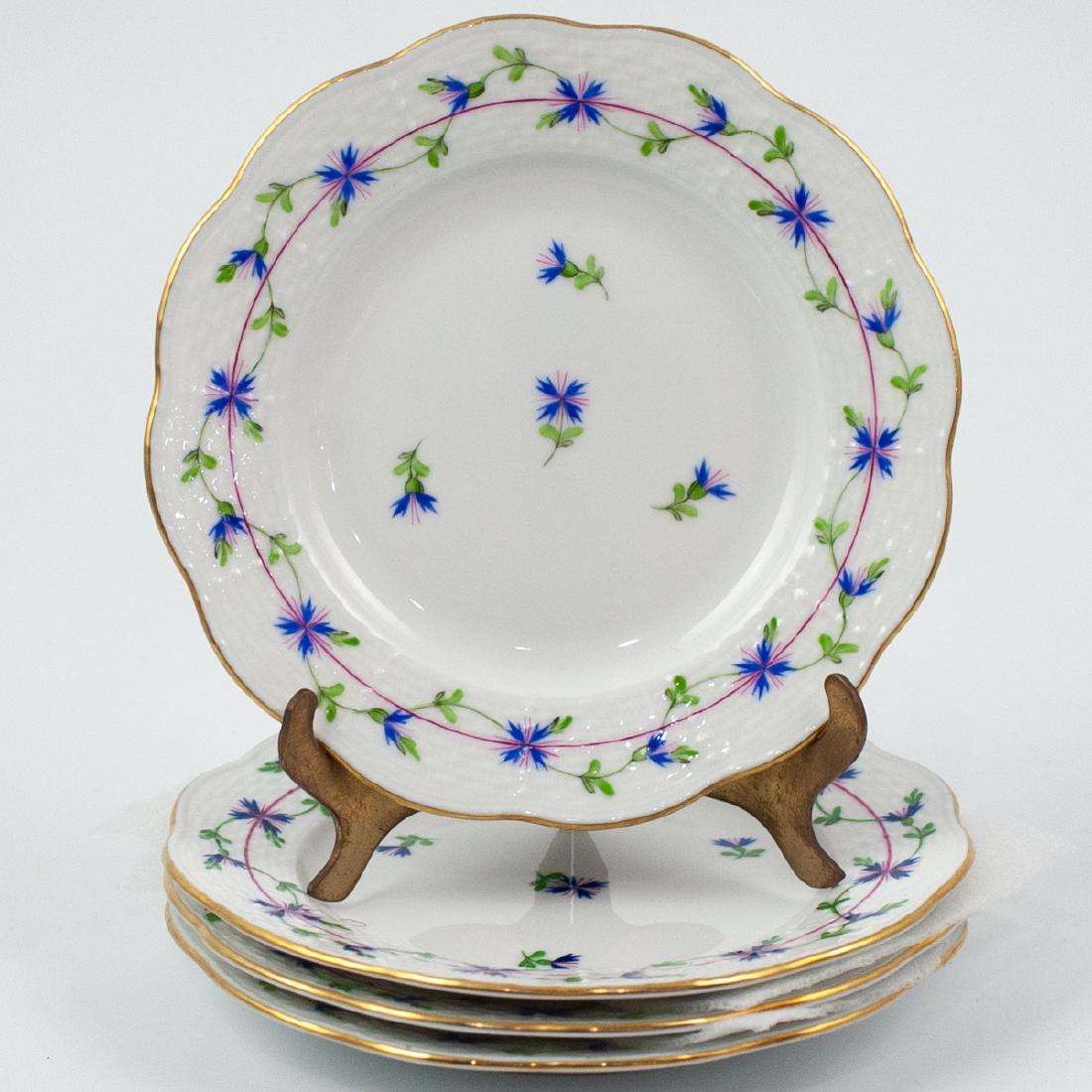 (4 Pc) Herend "Blue Garland" Bread and Butter Plates (1 of 3)