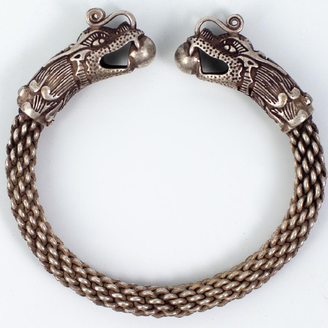 Tibetan Double Headed Dragon Silver Bracelet (1 of 3)