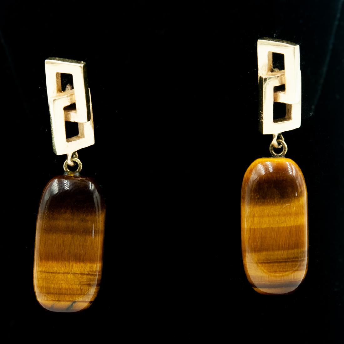 Tiger Eye and Gold Drop Earrings (1 of 2)