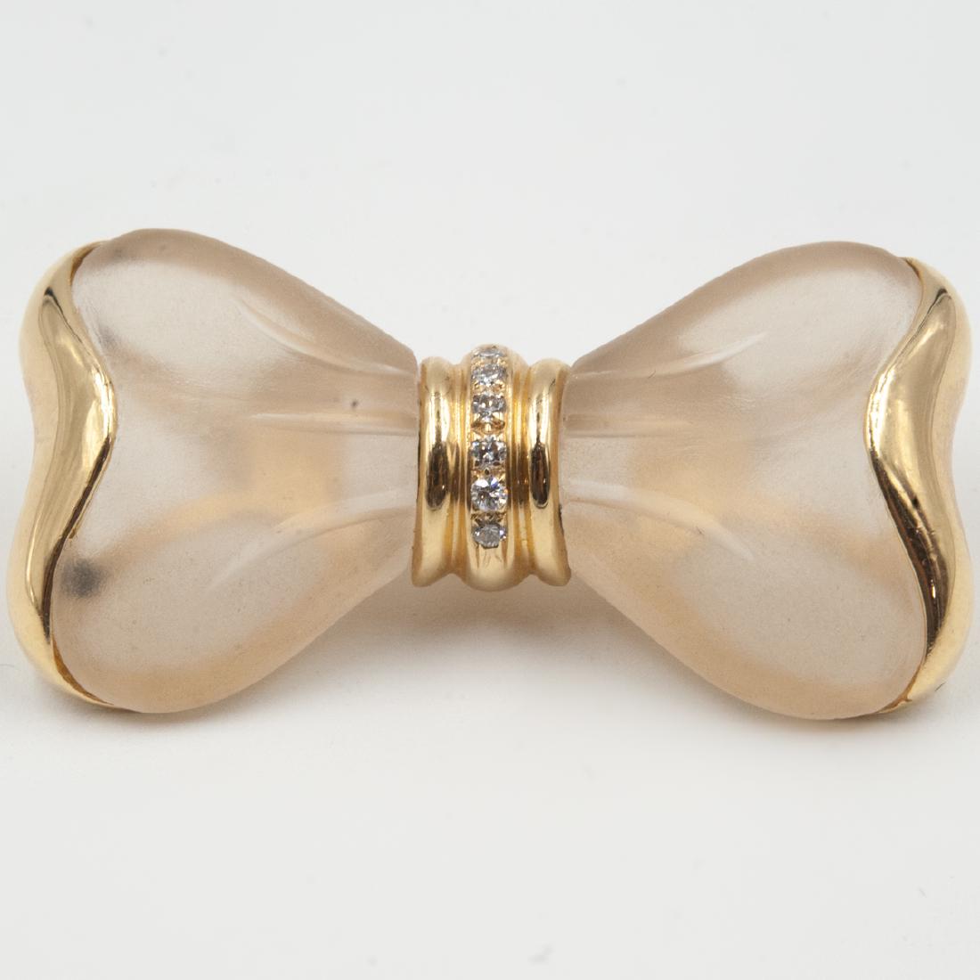 14K Gold & Crystal Bow Tie Pin (1 of 1)