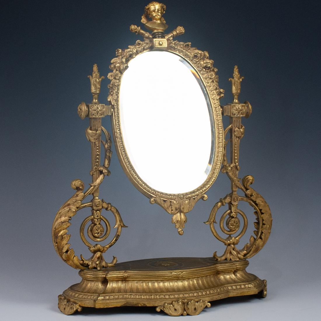 Antique Gilded Bronze Vanity Mirror (1 of 7)