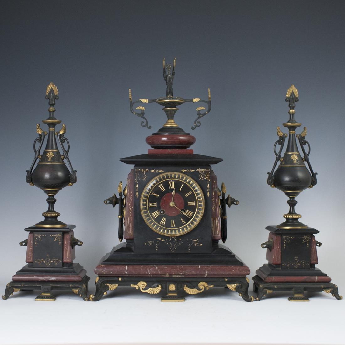 Antique Japy Freres Egyptian Revival Clock Garniture (1 of 9)