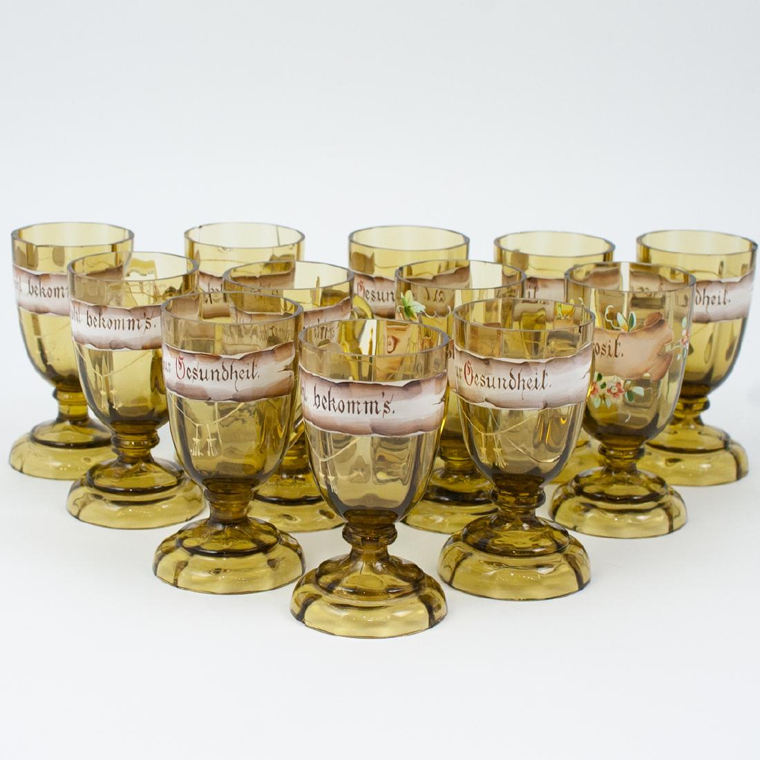 (12 Pc) Set Of German Painted Glasses (1 of 4)