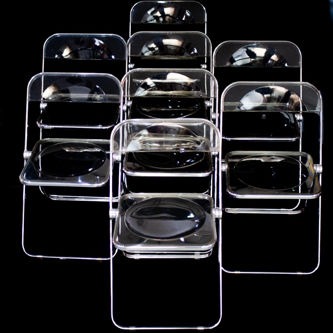 (8 Pc) Plia Lucite and Chrome Folding Chairs (1 of 5)